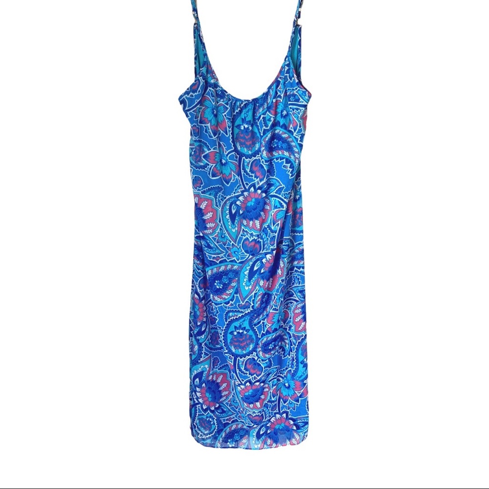 Show Me Your Mumu Maxi Dress Blue Pink Floral Paisley Turlington Print Large New
